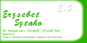 erzsebet sztaho business card